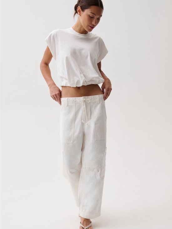 pistola Pants - pistola Sabrina curved Off-White Wide Leg Drawstring Cargo Pants